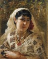 若い女性の肖像 ジュヌ・オリエンタル フレデリック・アーサー・ブリッジマン アラブ